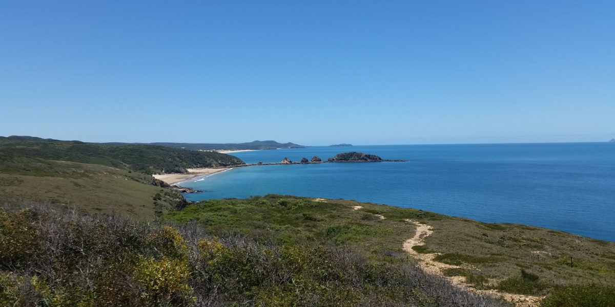 View from Stockyard Point to Five Rocks in Byfield National Park.