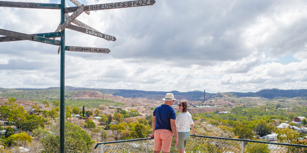 Retired couple at Frank Golding Lookout in Mount Morgan.