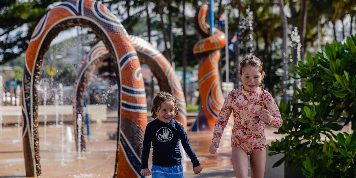 Kids enjoy Yeppoon's wet play area.